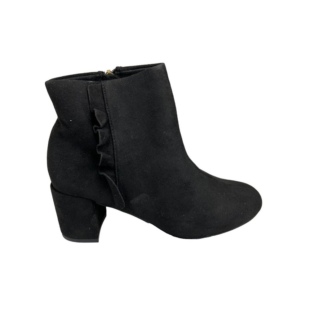Rockport Oakley Ruffle TOTAL MOTION Black Suede Leather 2.5 inch block heeled Bo - Picture 2 of 16